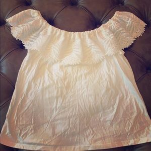 a new day White Off The Shoulder Top with Crochet